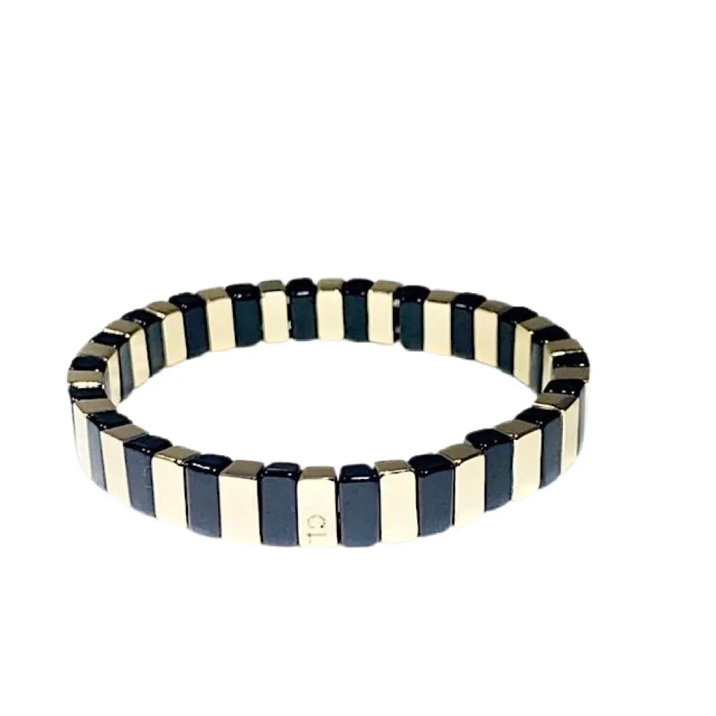 Tile Bead Bracelet - Black/Gold