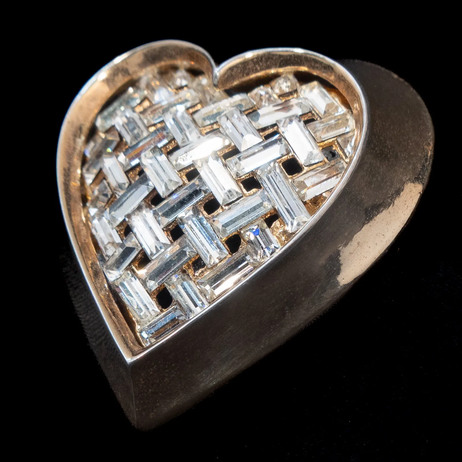 Trifari Rhinestone Heart Brooch