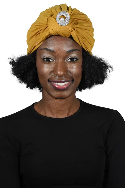 Turban with Silver Pearl Circle