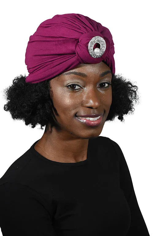 Turban with Silver Pearl Circle