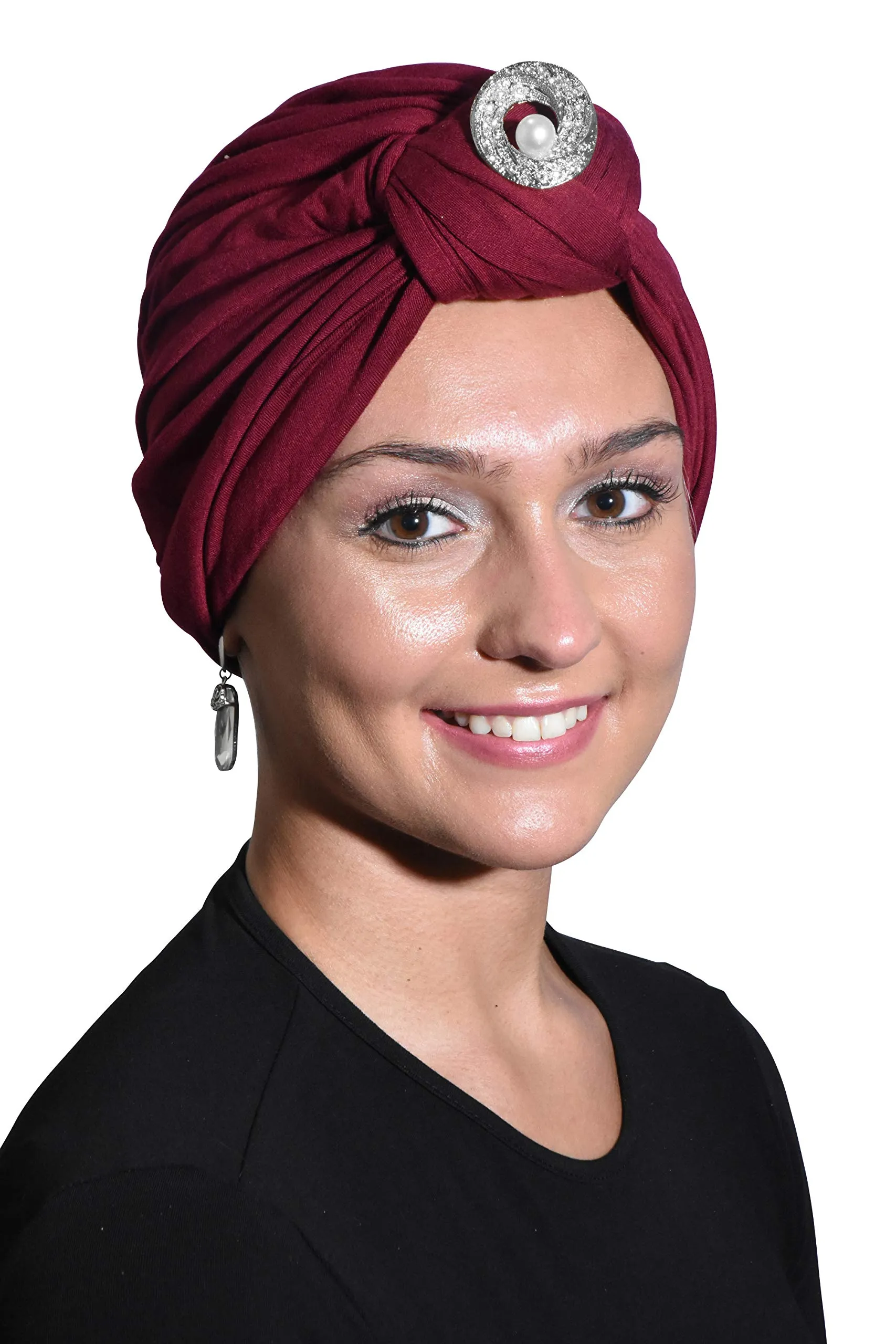 Turban with Silver Pearl Circle