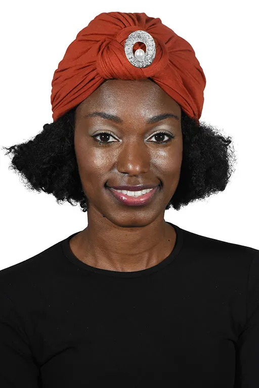 Turban with Silver Pearl Circle