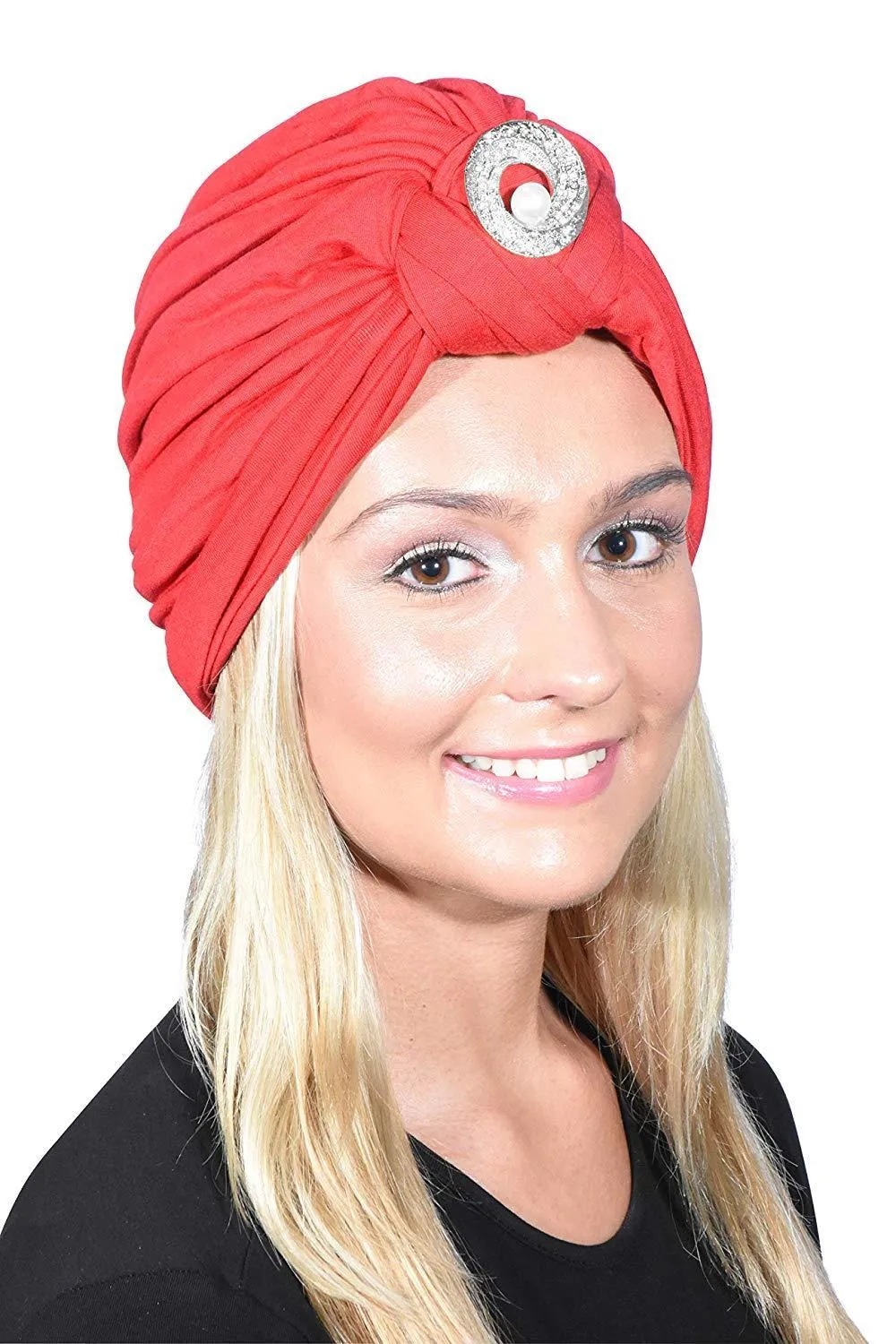 Turban with Silver Pearl Circle