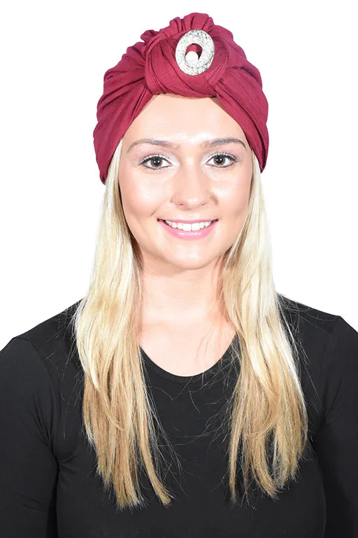 Turban with Silver Pearl Circle
