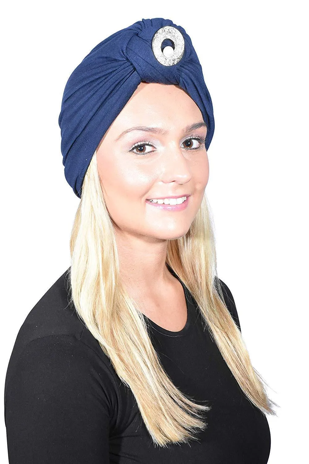 Turban with Silver Pearl Circle