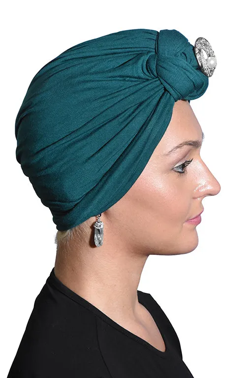 Turban with Silver Pearl Circle