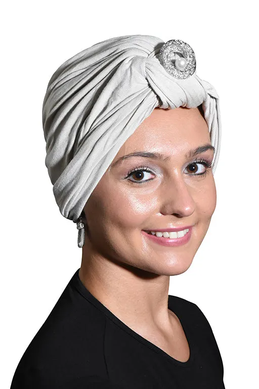 Turban with Silver Pearl Circle