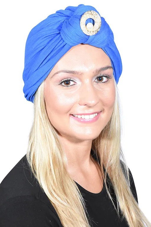 Turban with Silver Pearl Circle