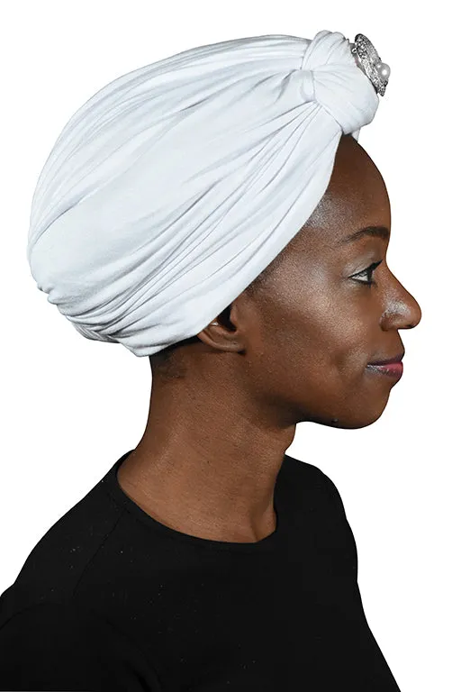 Turban with Silver Pearl Circle
