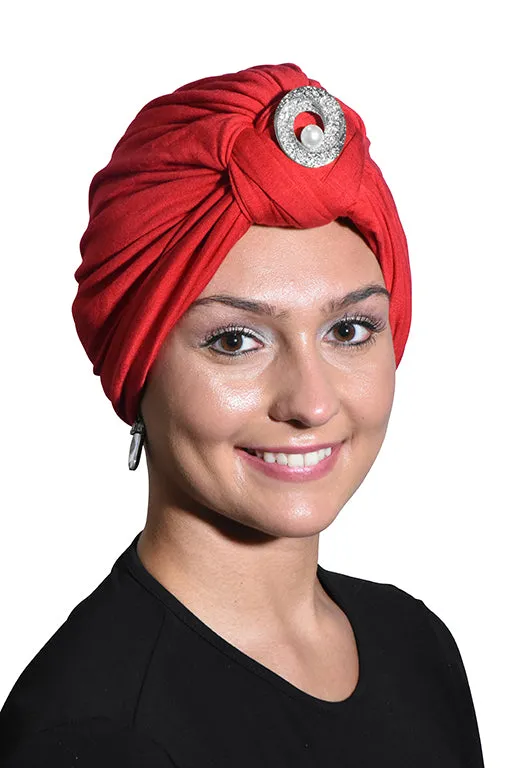 Turban with Silver Pearl Circle