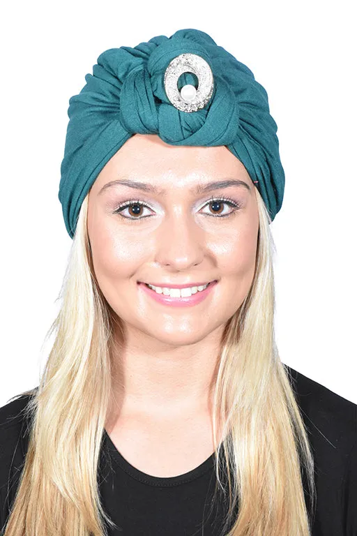Turban with Silver Pearl Circle