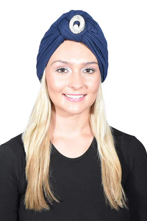 Turban with Silver Pearl Circle