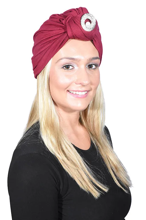 Turban with Silver Pearl Circle