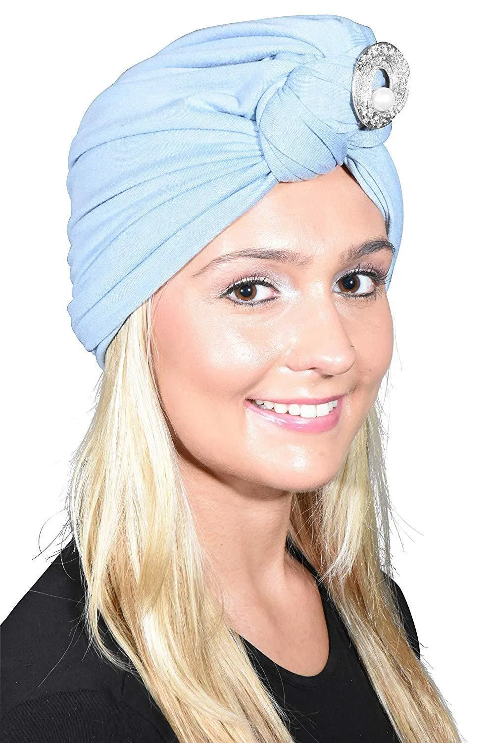 Turban with Silver Pearl Circle