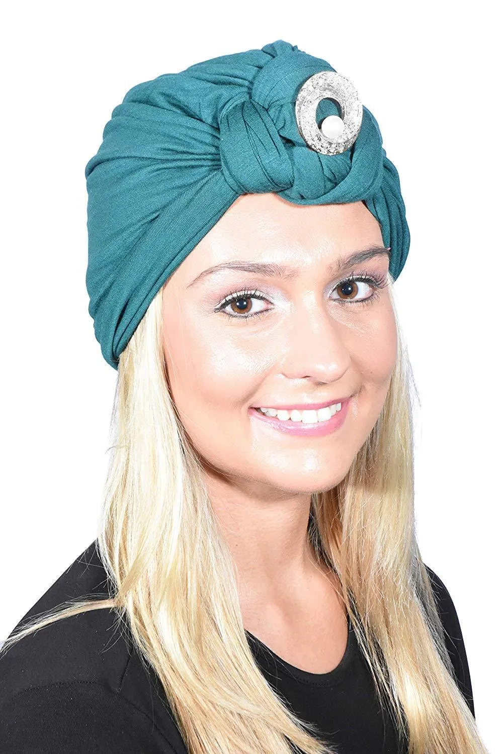 Turban with Silver Pearl Circle