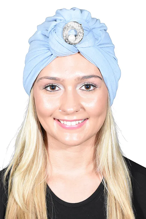 Turban with Silver Pearl Circle