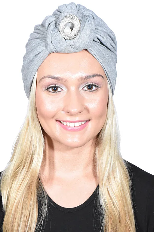 Turban with Silver Pearl Circle