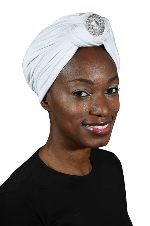 Turban with Silver Pearl Circle