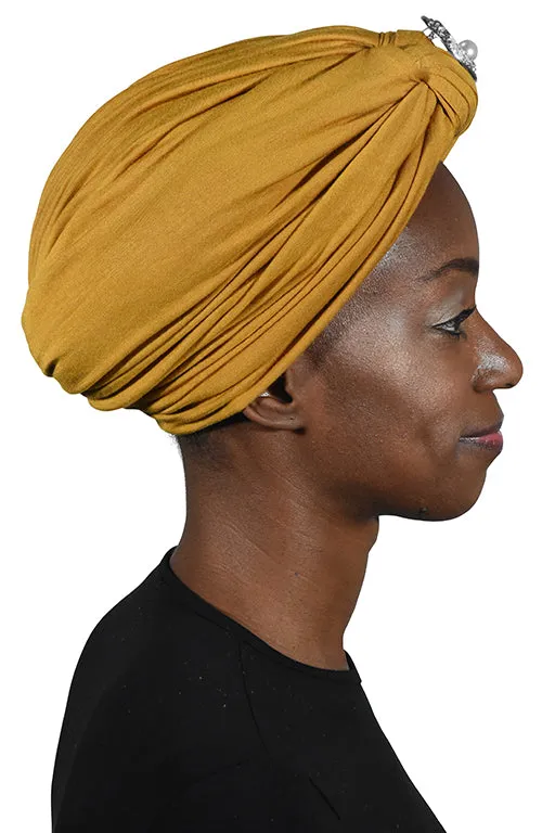Turban with Silver Pearl Circle