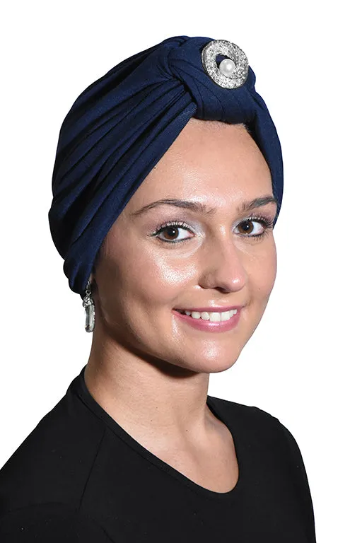 Turban with Silver Pearl Circle