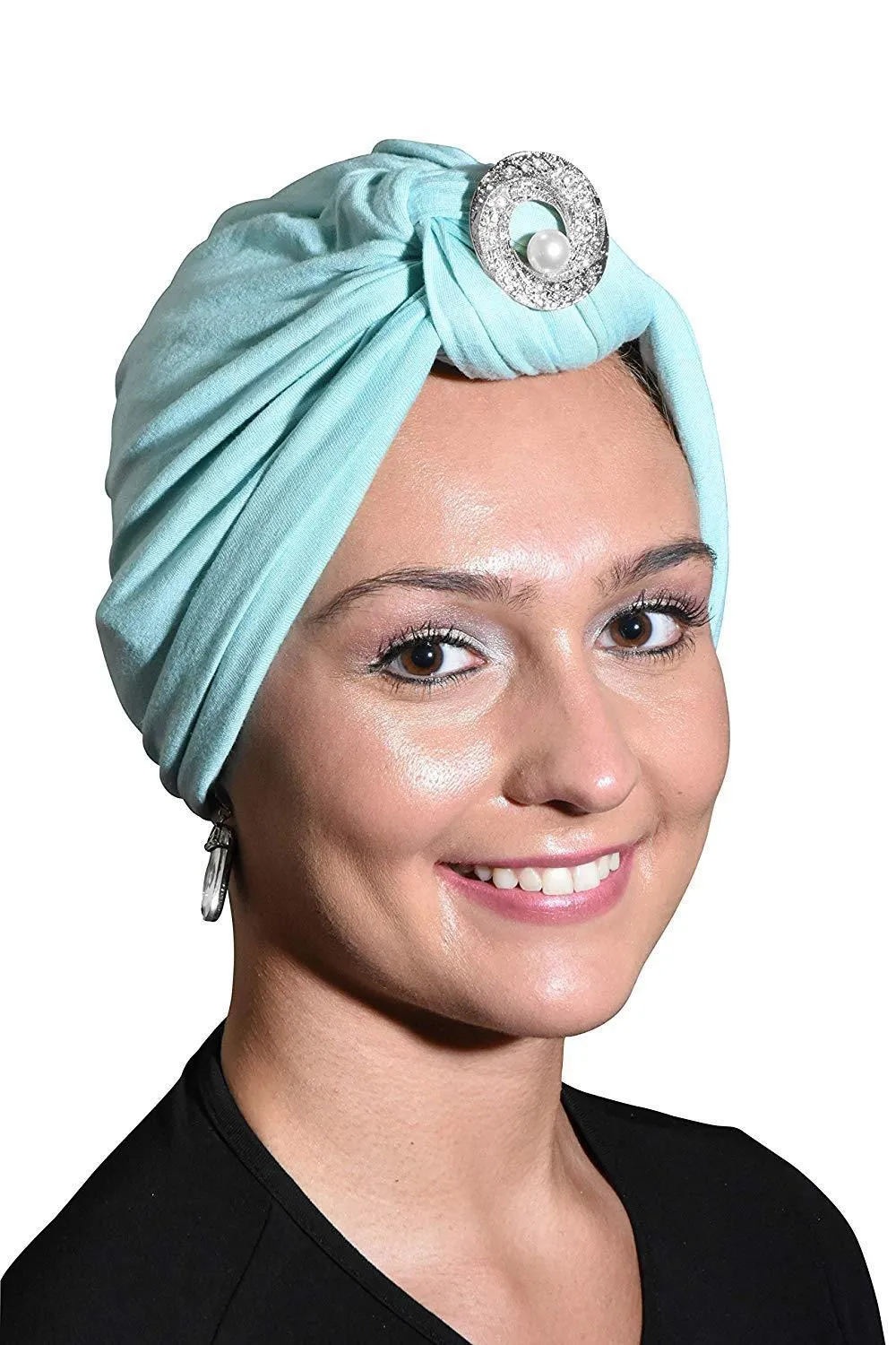 Turban with Silver Pearl Circle