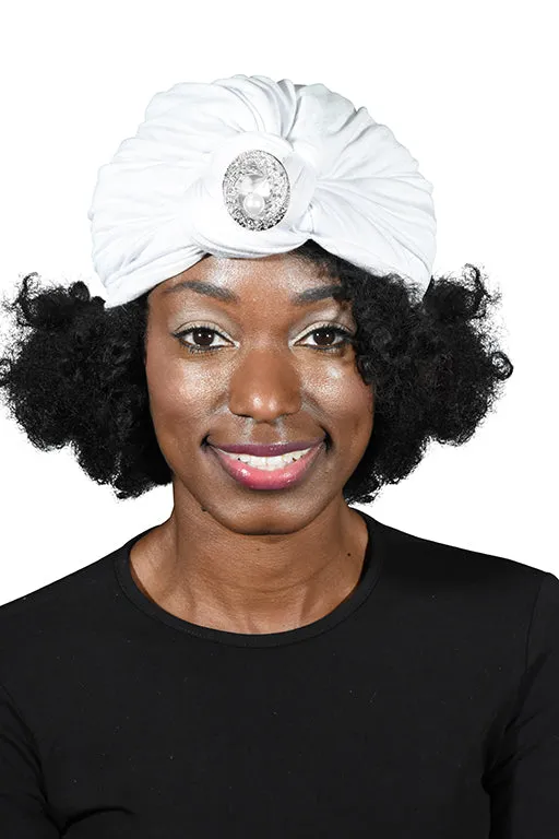 Turban with Silver Pearl Circle