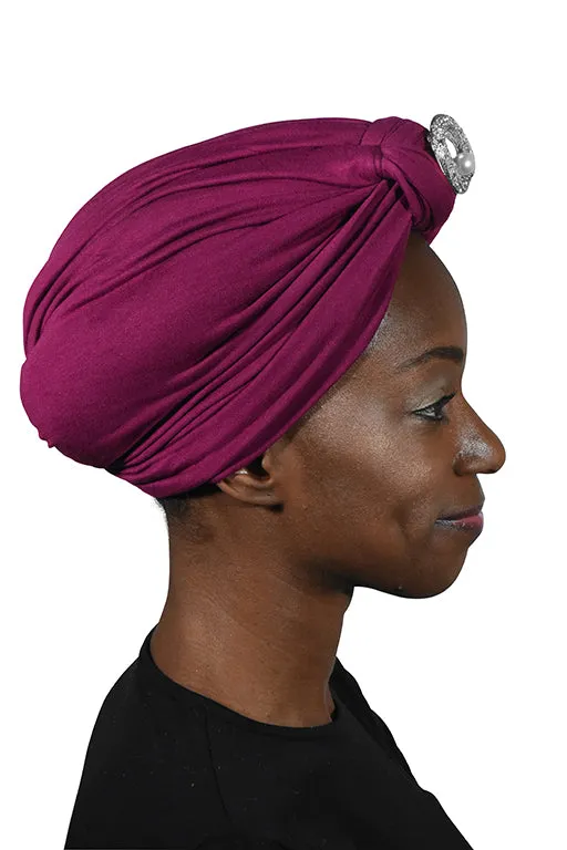 Turban with Silver Pearl Circle