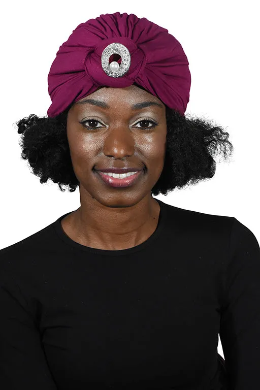 Turban with Silver Pearl Circle