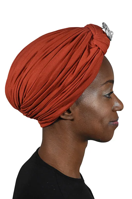 Turban with Silver Pearl Circle