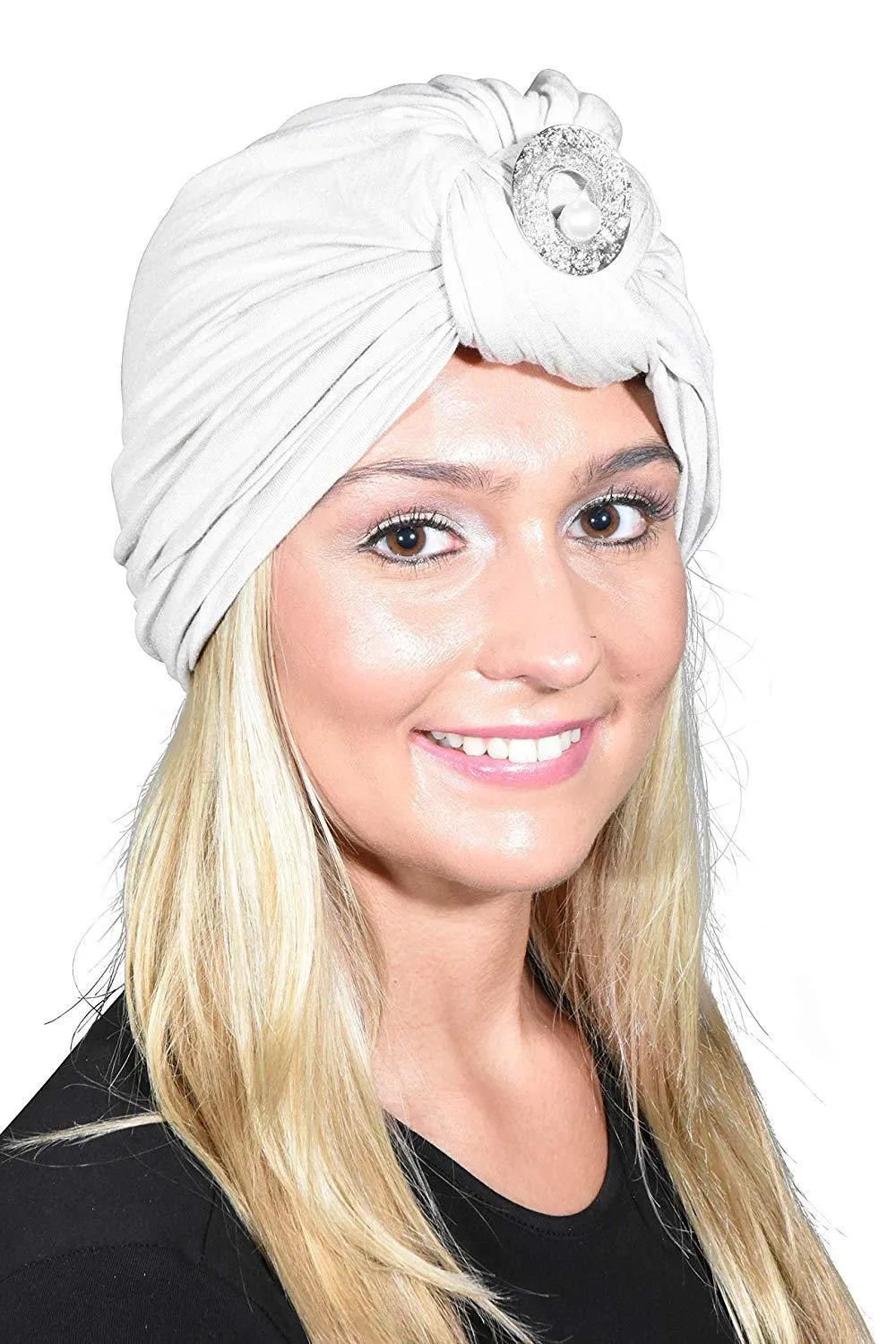 Turban with Silver Pearl Circle