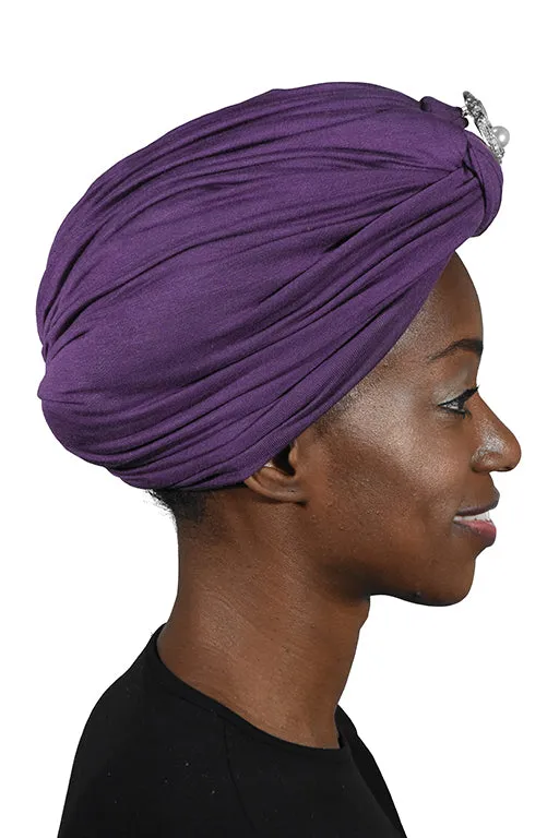 Turban with Silver Pearl Circle