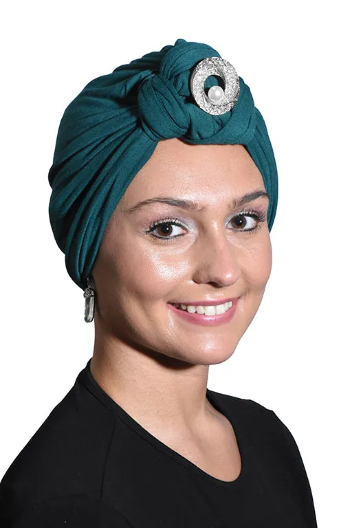 Turban with Silver Pearl Circle