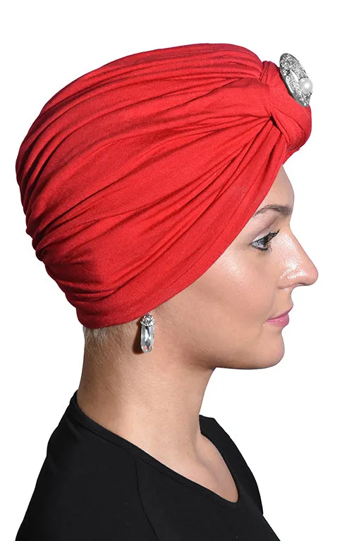 Turban with Silver Pearl Circle