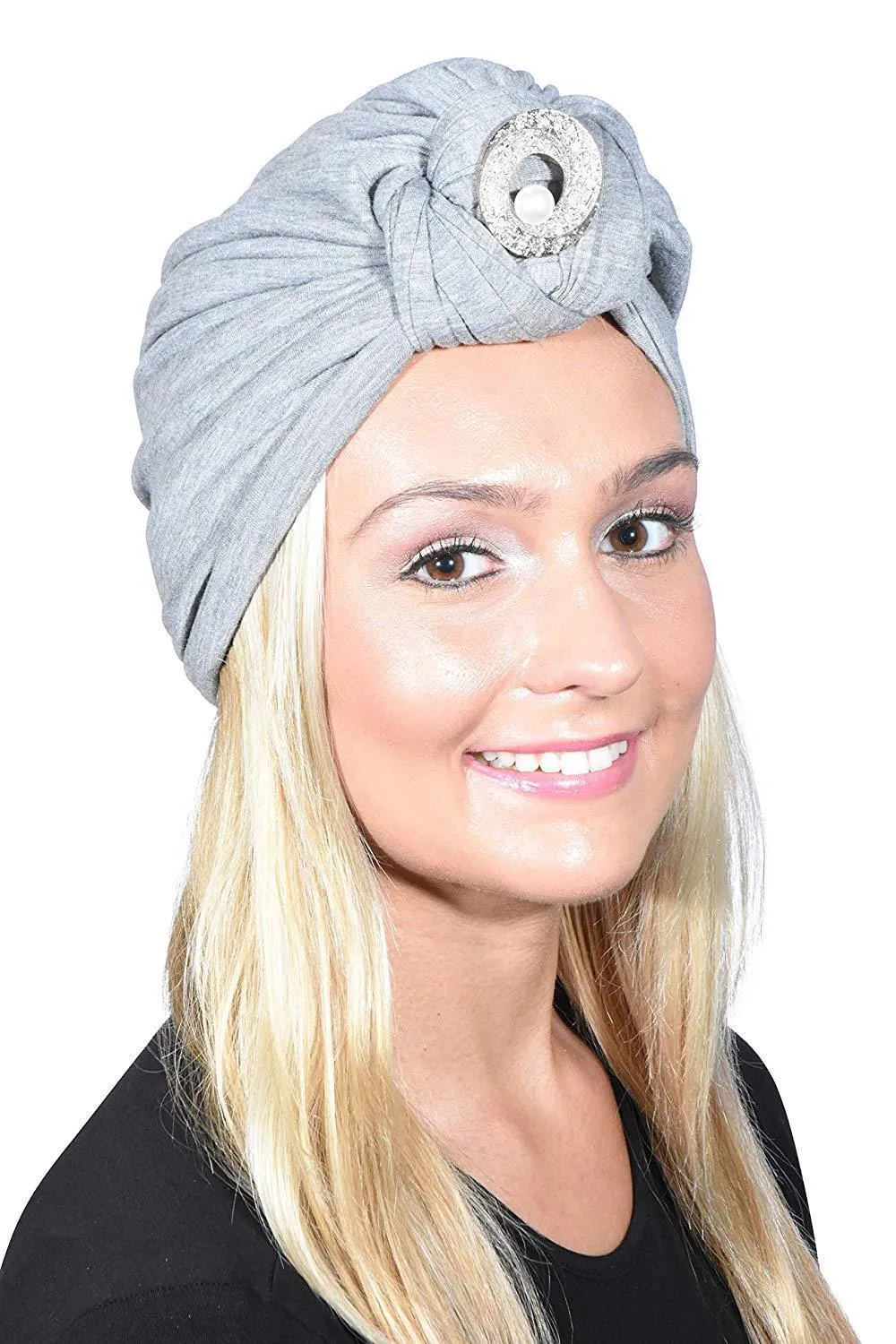 Turban with Silver Pearl Circle