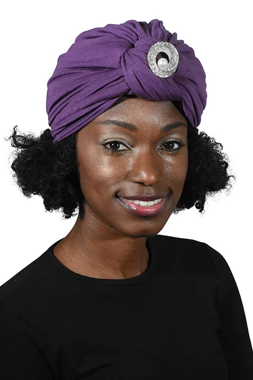 Turban with Silver Pearl Circle