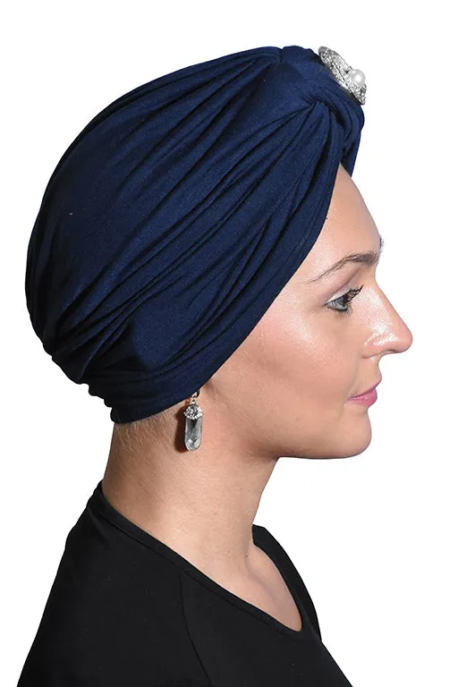 Turban with Silver Pearl Circle
