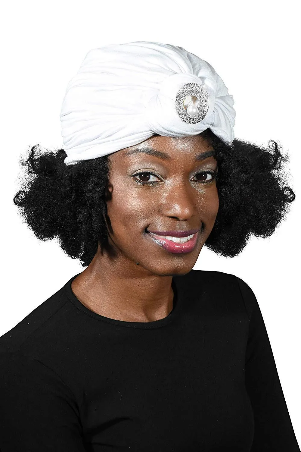 Turban with Silver Pearl Circle