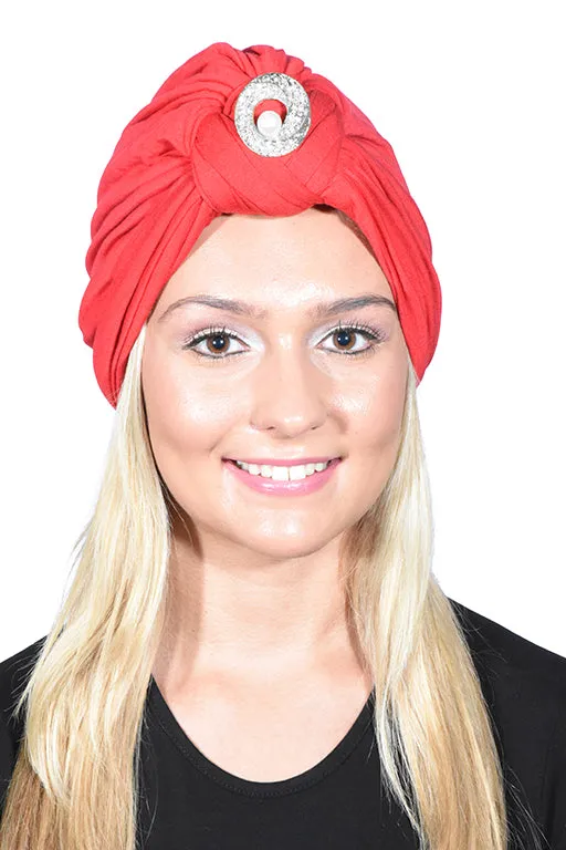 Turban with Silver Pearl Circle